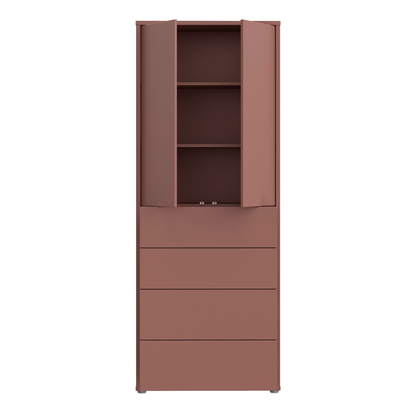 Bloc Tall Storage Cabinet with Drawers in Terracotta - Industrious Decor