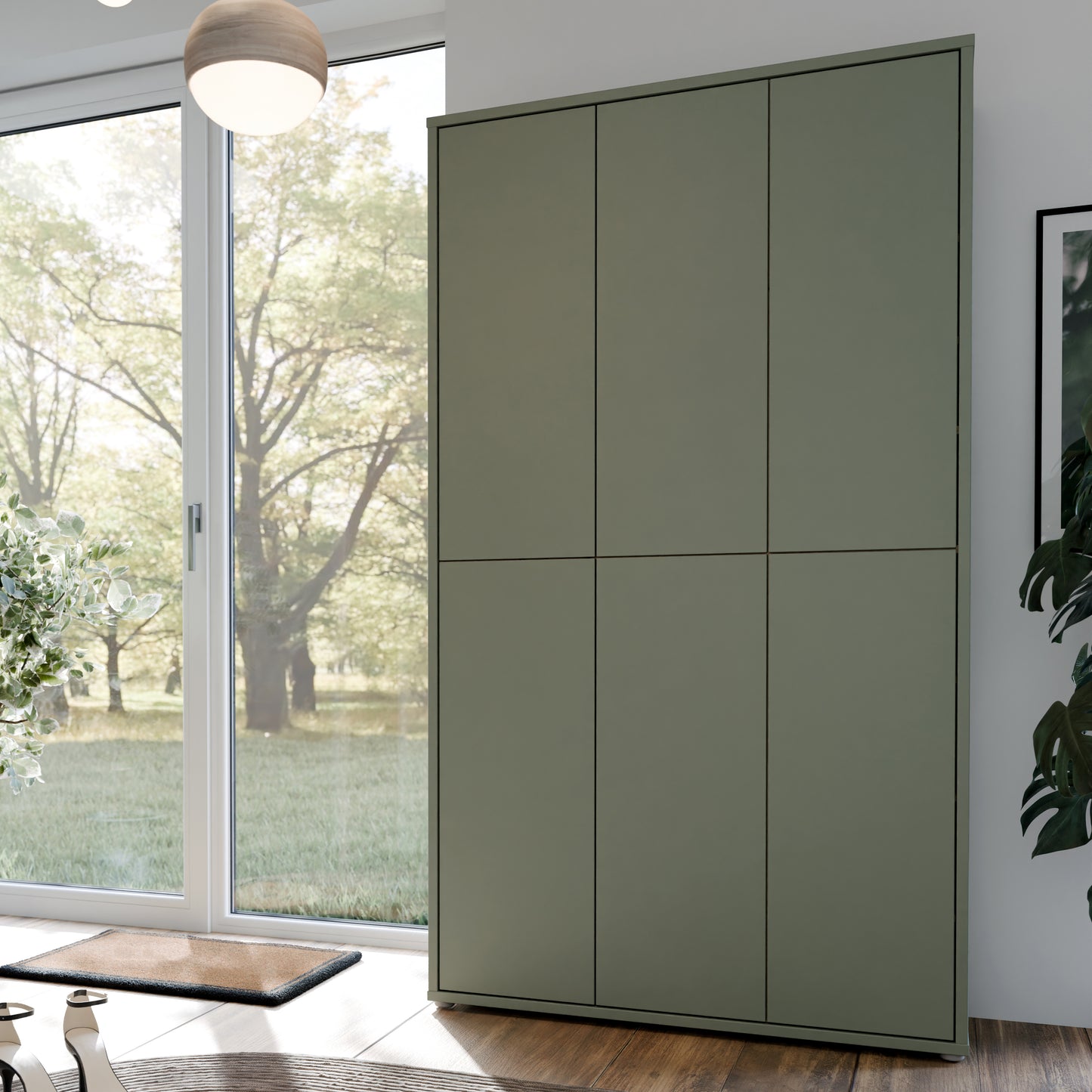 Bloc Tall 6 Door Shoe Cabinet in Sage Green - Industrious Decor