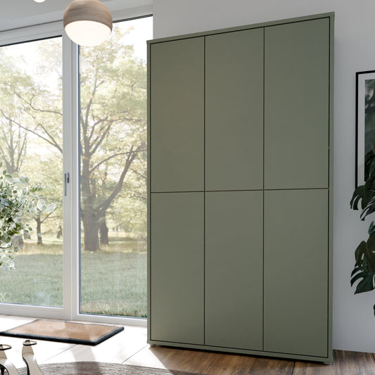 Bloc Tall 6 Door Shoe Cabinet in Sage Green - Industrious Decor