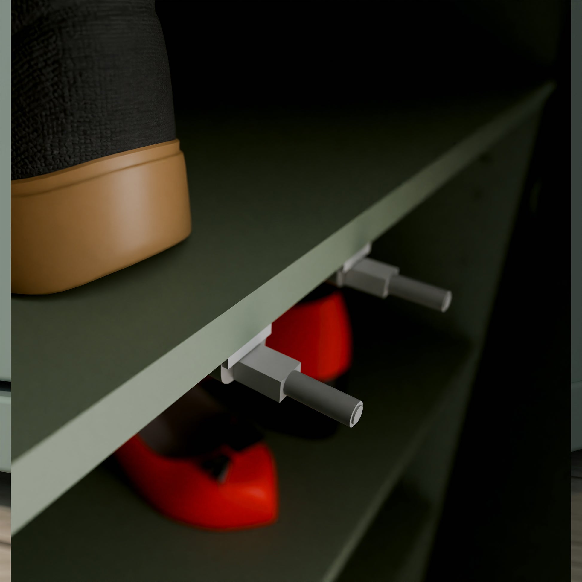 Bloc Tall 6 Door Shoe Cabinet in Sage Green - Industrious Decor