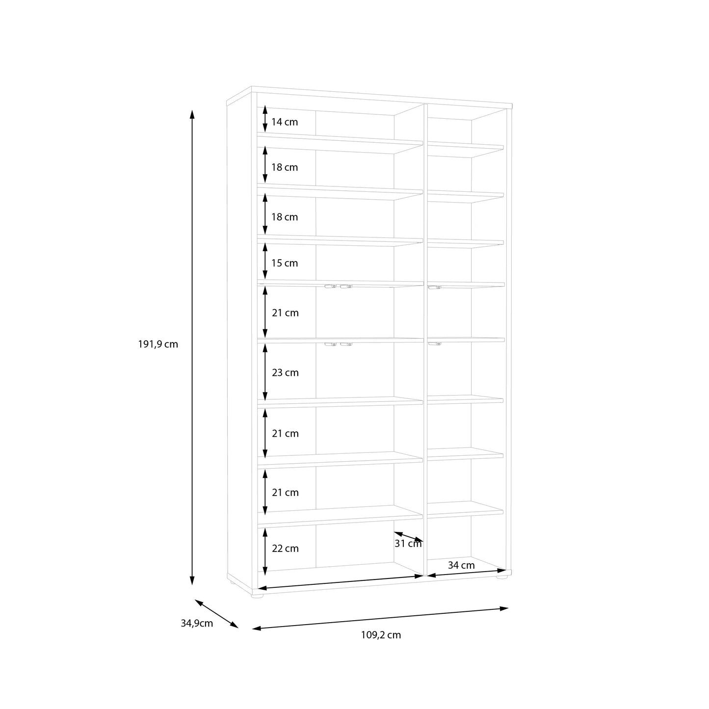Bloc Tall 6 Door Shoe Cabinet in Taupe - Industrious Decor