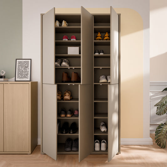 Bloc Tall 6 Door Shoe Cabinet in Taupe - Industrious Decor