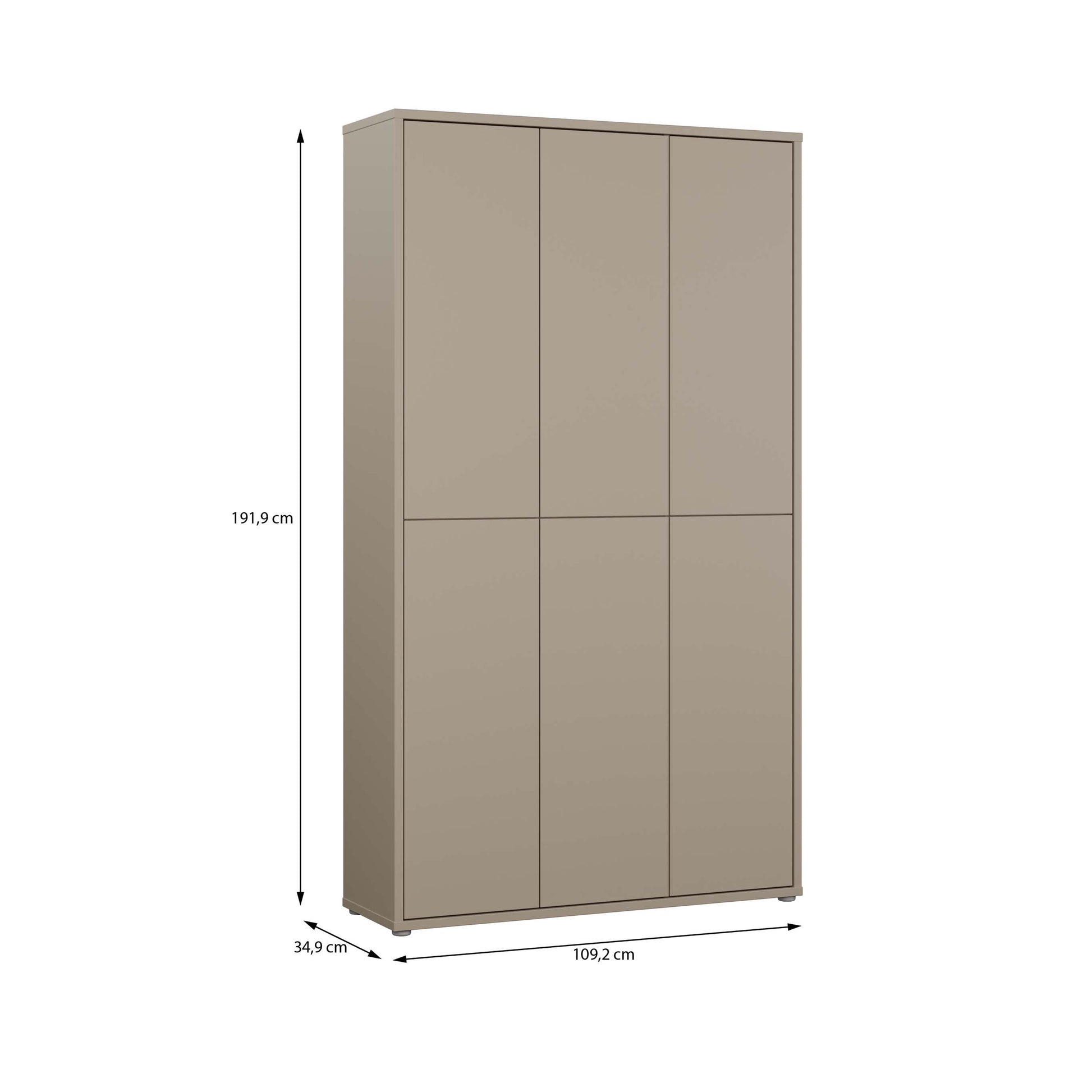 Bloc Tall 6 Door Shoe Cabinet in Taupe - Industrious Decor