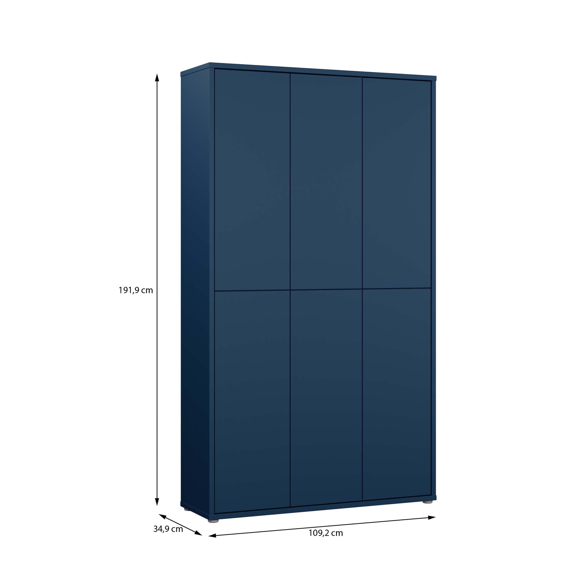 Bloc Tall 6 Door Shoe Cabinet in Night Blue - Industrious Decor