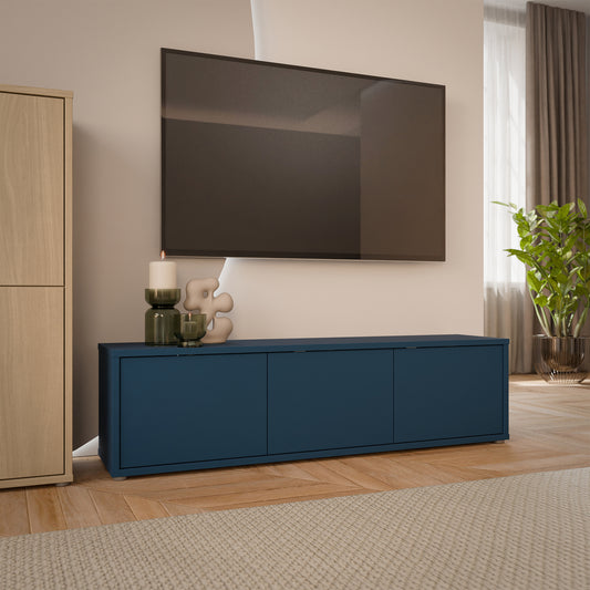 Bloc Wide TV Cabinet in Night Blue - Industrious Decor