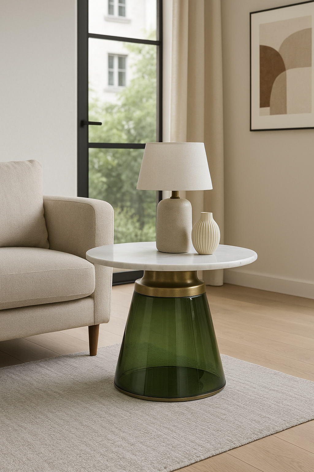 Aurora Marble & Glass Side Table