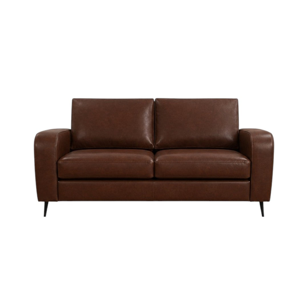 Anderson 2-seater sofa in brown faux leather — front view