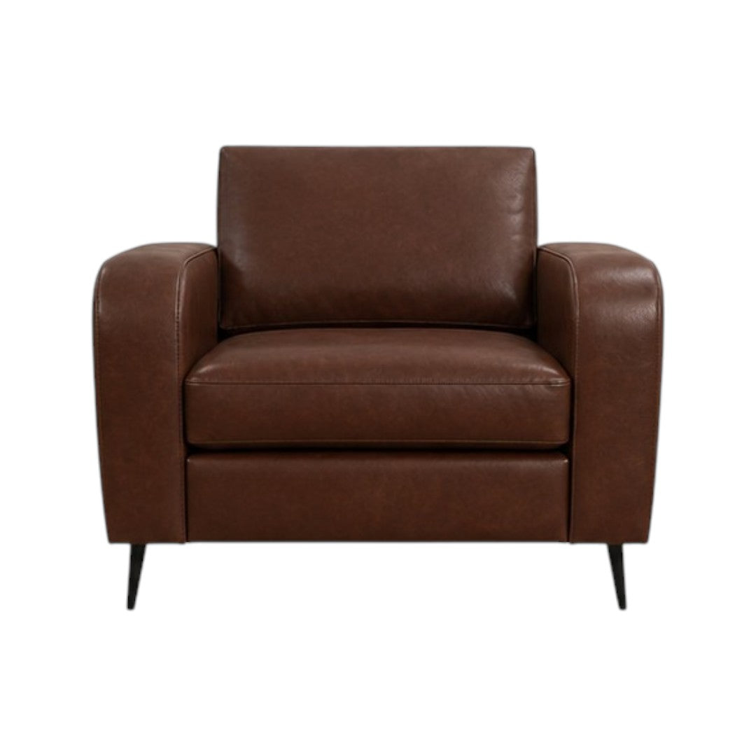 Anderson armchair in brown faux leather — front view