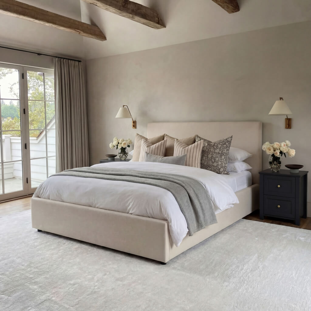 Upholstered Storage Bed – Black & Natural - Industrious Decor