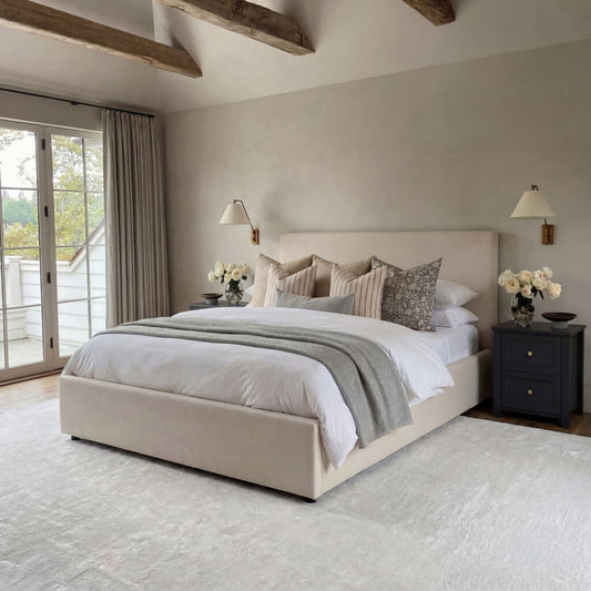 Upholstered Storage Bed – Black & Natural - Industrious Decor