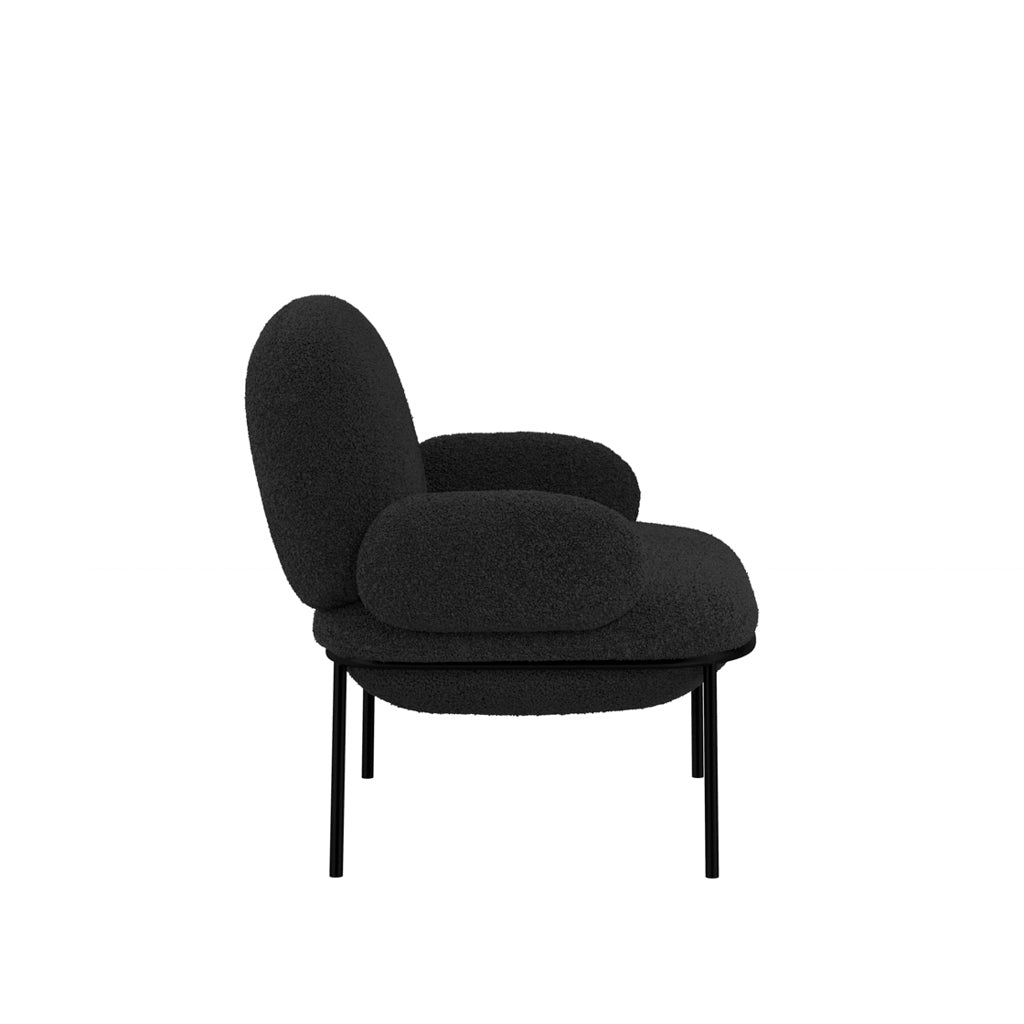 Floss Accent Chair - Black Boucle with Metal Legs - Industrious Decor