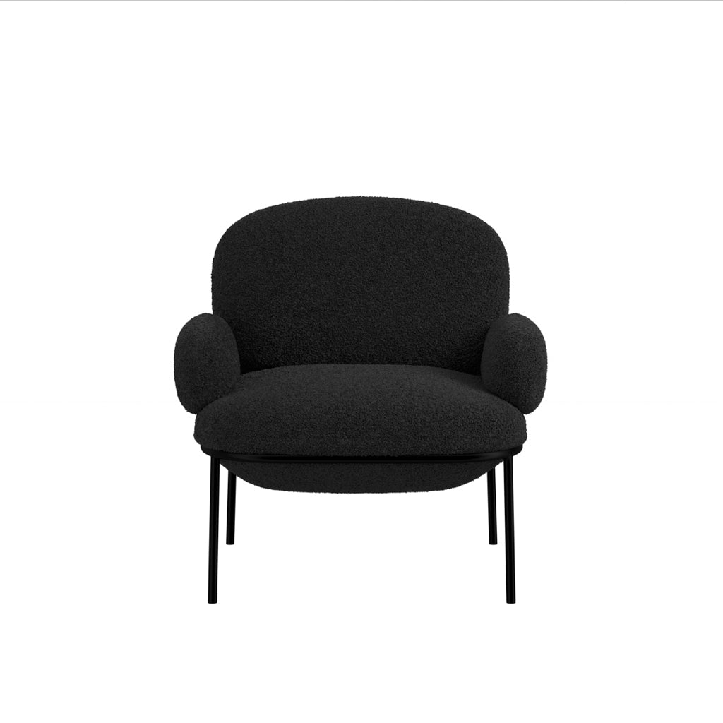 Floss Accent Chair - Black Boucle with Metal Legs - Industrious Decor