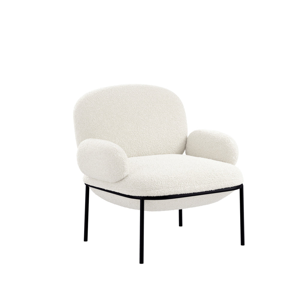 Floss Accent Chair - Ivory Boucle with Metal Legs - Industrious Decor