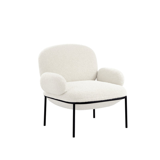 Floss Accent Chair - Ivory Boucle with Metal Legs - Industrious Decor