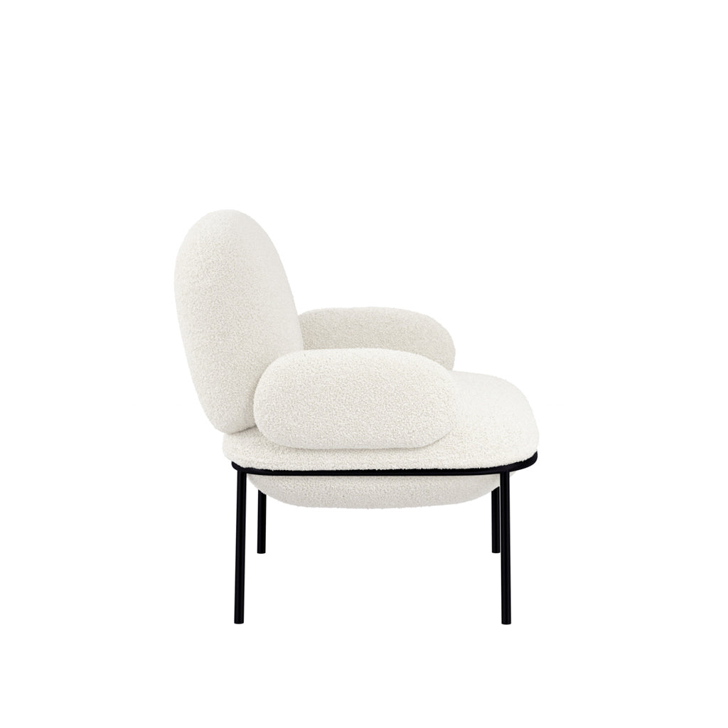 Floss Accent Chair - Ivory Boucle with Metal Legs - Industrious Decor