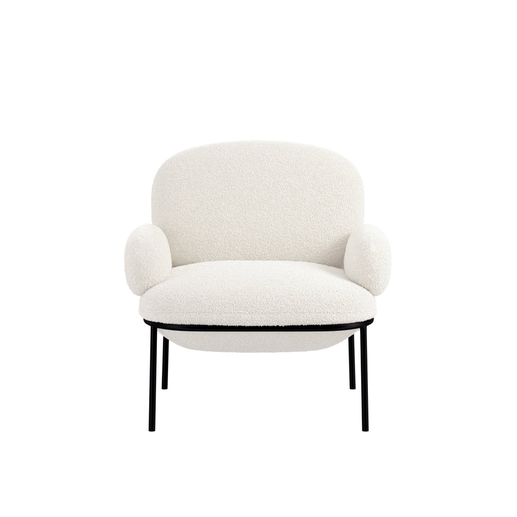 Floss Accent Chair - Ivory Boucle with Metal Legs - Industrious Decor