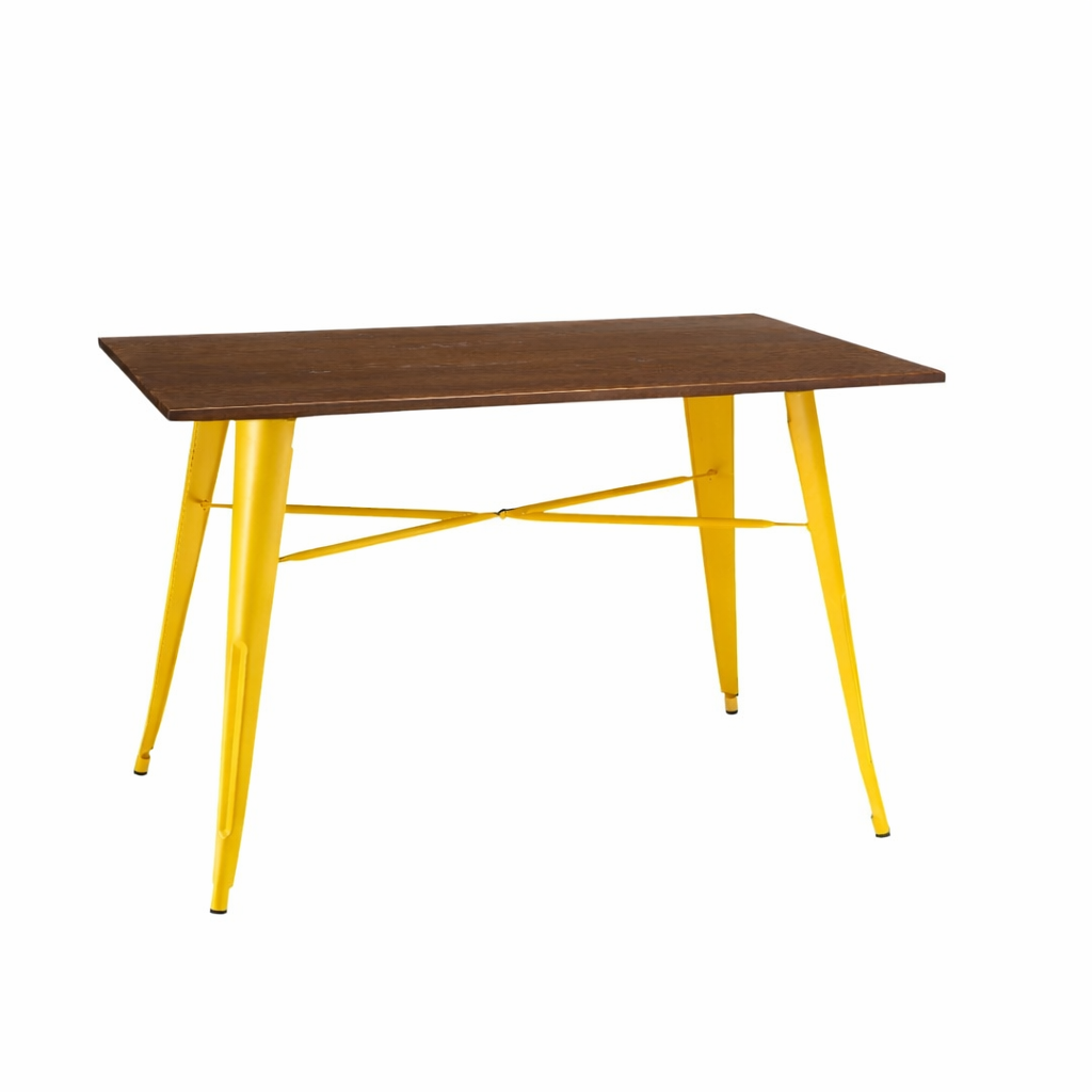 French Bistro Square Dining Table 700x700mm | 25 RAL Colours | Gun Metal | Matt Black | In Stock RAL Colour Walnut Top (7-10 days) - Industrious Decor