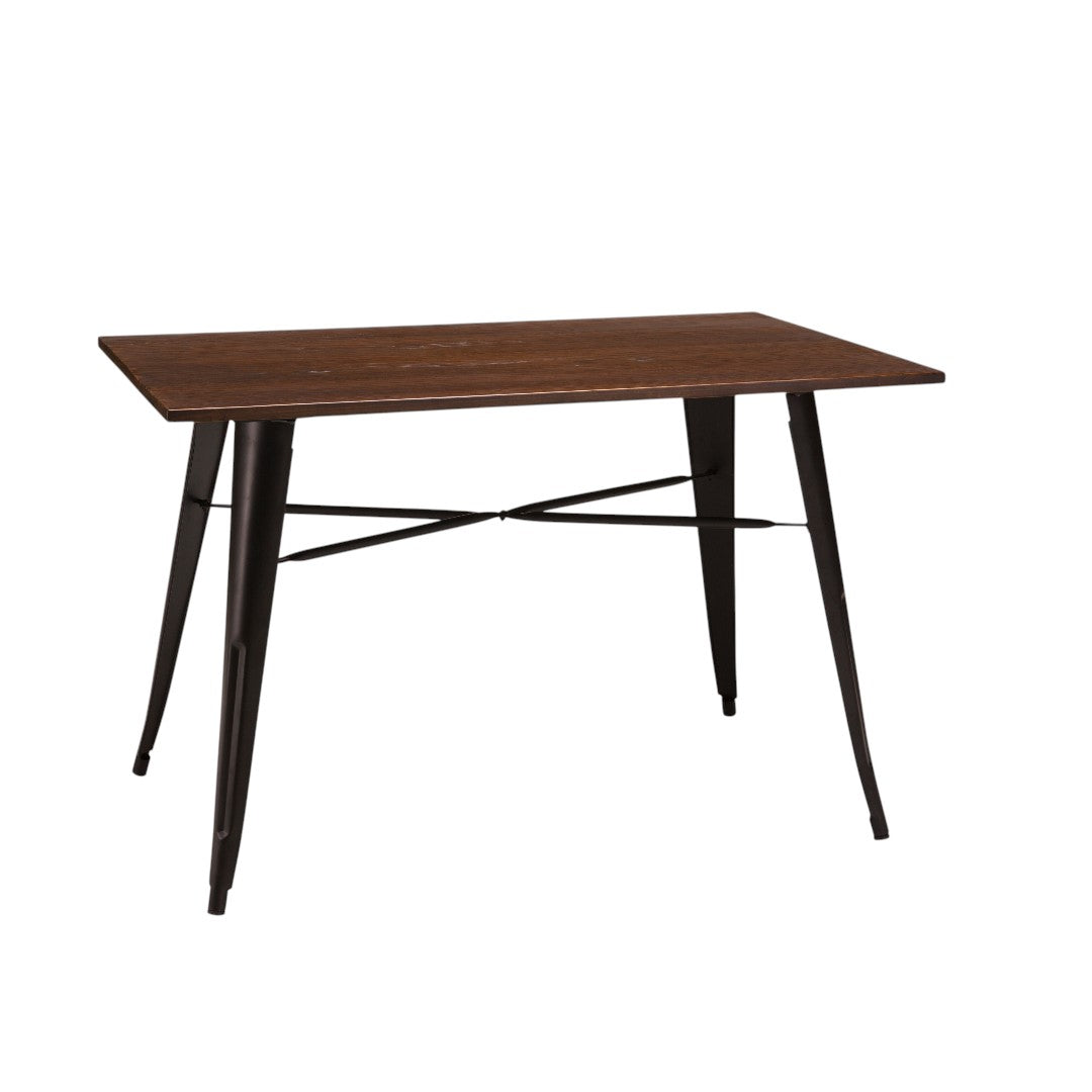 French Bistro Square Dining Table 700x700mm | 25 RAL Colours | Gun Metal | Matt Black | In Stock Matt Black Walnut Top — In Stock - Industrious Decor