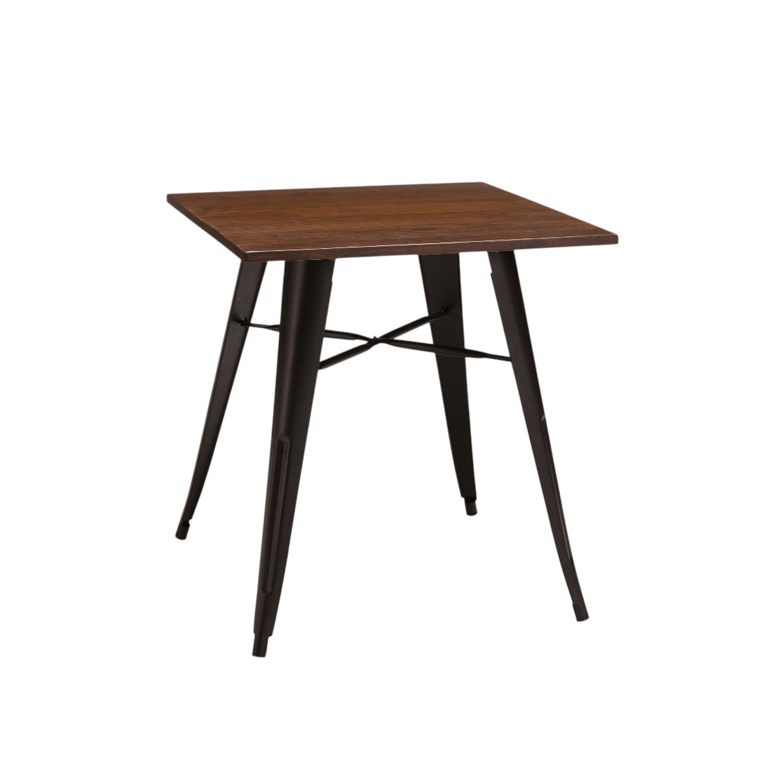 French Bistro Rectangular Dining Table 1200x700mm | 25 RAL Colours | Gun Metal | Matt Black | In Stock Matt Black Walnut Top — In Stock - Industrious Decor