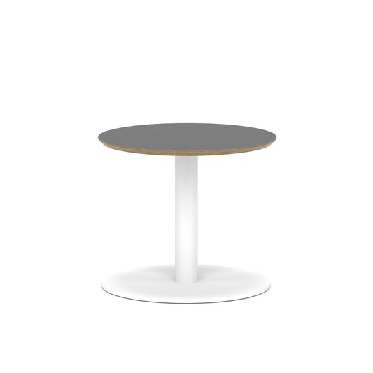 Arlo Round Coffee Table – Disc Base – White Black 600 475 - Industrious Decor