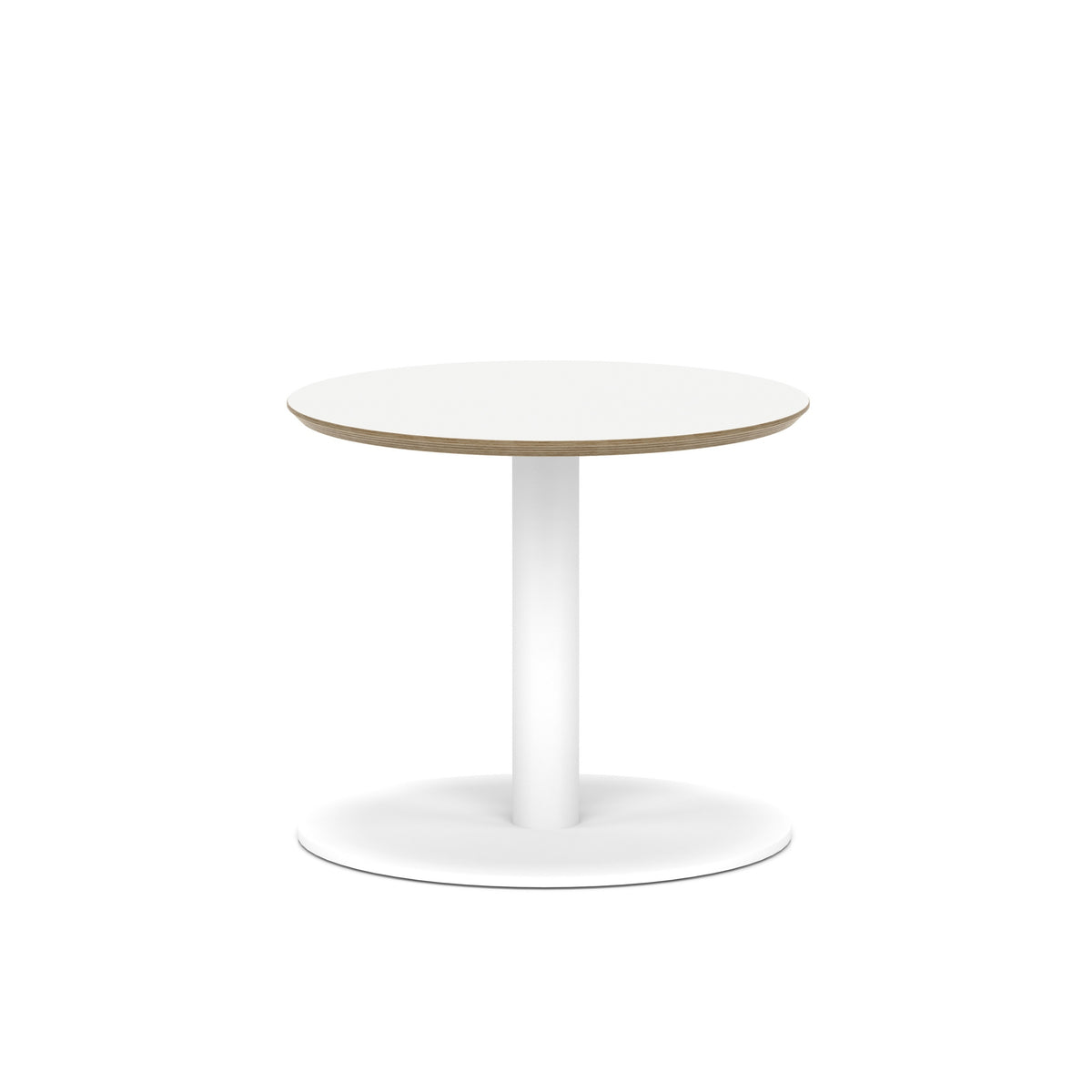 Arlo Round Coffee Table – Disc Base – White White 600 475 - Industrious Decor