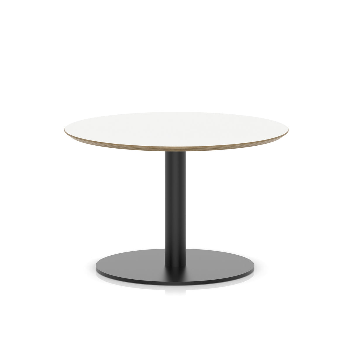 Arlo Round Coffee Table – Disc Base – Black White 800 475 - Industrious Decor