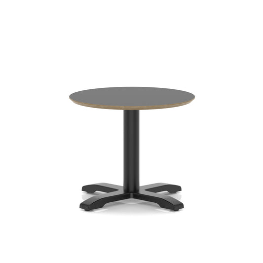 Arlo Round Coffee Table – Cross Base – Black Black 600 495 - Industrious Decor