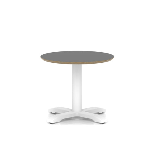 Arlo Round Coffee Table – Cross Base – White Black 600 495 - Industrious Decor