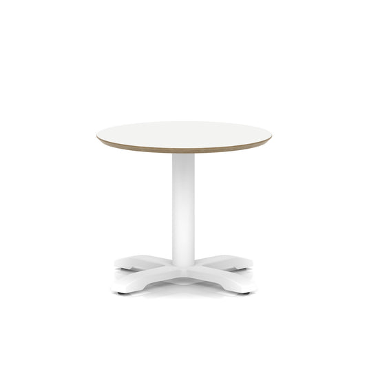 Arlo Round Coffee Table – Cross Base – White White 600 495 - Industrious Decor