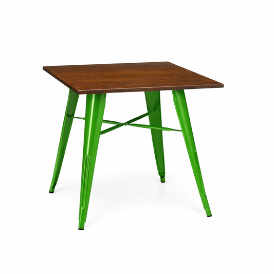 French Bistro Rectangular Dining Table 1200x700mm | 25 RAL Colours | Gun Metal | Matt Black | In Stock RAL Colour Walnut Top (7-10 days) - Industrious Decor