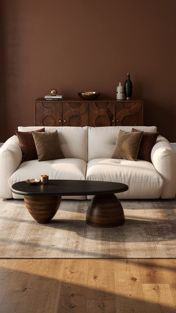 Sculptural Dual-Pedestal Coffee Table - Industrious Decor