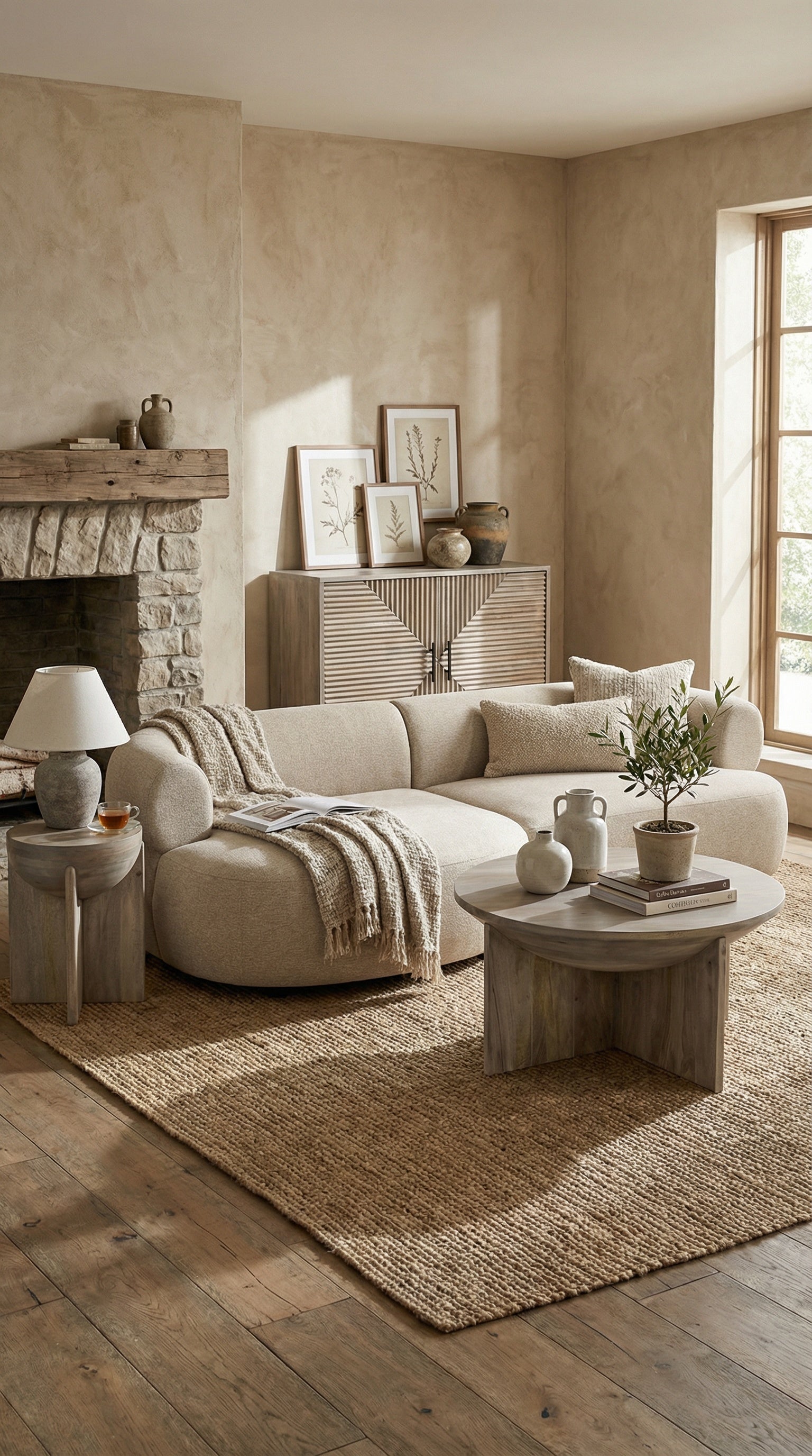 Weathered Oak Round Coffee Table - Industrious Decor