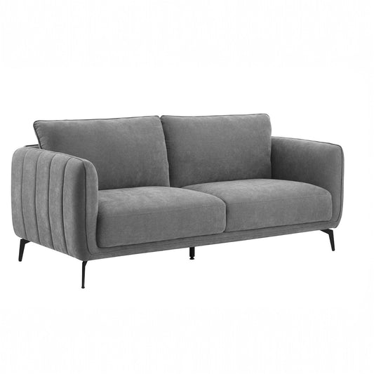 Chester 2 Seater CRIB 5 contract sofa with distinctive fluted arm detailing in grey fabric — W 1595mm x H 865mm x D 885mm, for boutique hotels and design-led hospitality