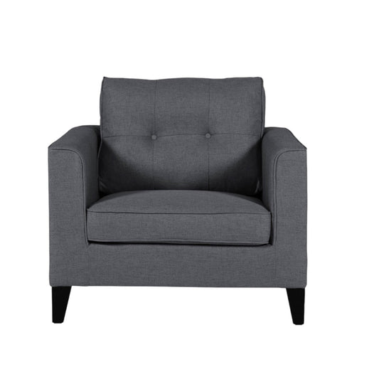Dalton contract armchair in charcoal fabric, CRIB 5 certified — W 940mm x H 875mm x D 900mm, for hotel bedrooms, care homes and office spaces