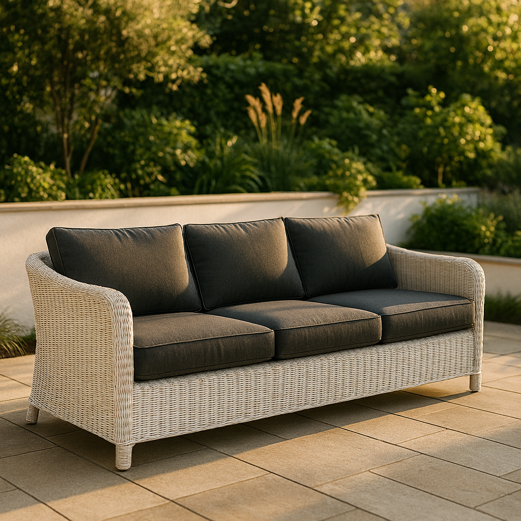 Bespoke Outdoor Rattan Seat & Back Cushions — Made to Measure, Water Resistant - Industrious Decor