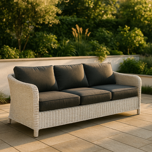 Bespoke Outdoor Rattan Seat & Back Cushions — Made to Measure, Water Resistant - Industrious Decor