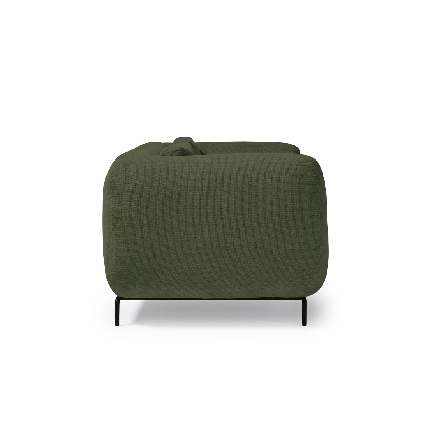 Ebony 2-seater sofa in olive green — side view