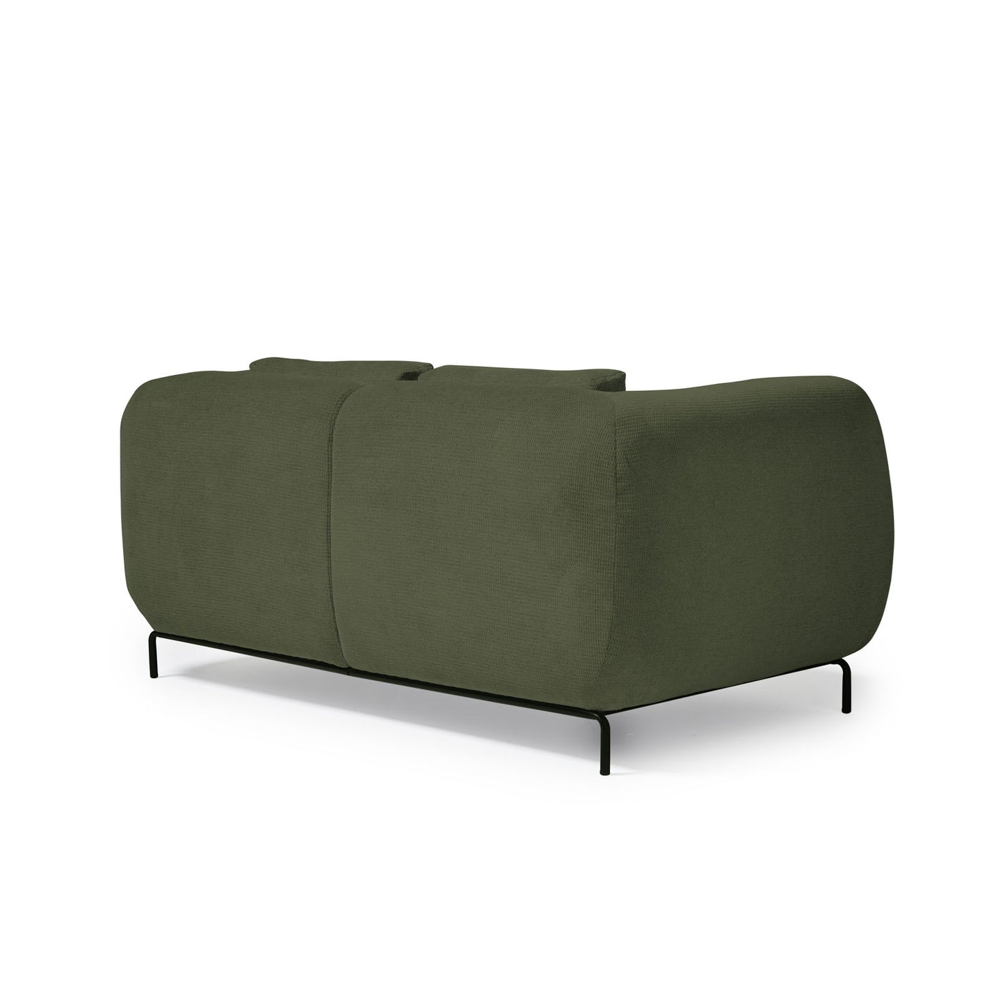 Ebony 2-seater sofa in olive green — rear three-quarter view