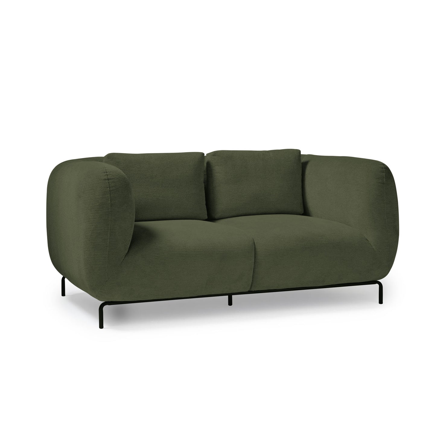 Ebony 2-seater sofa in olive green — front view