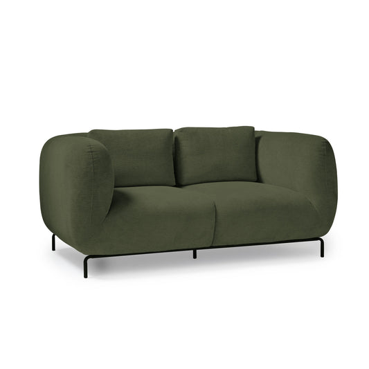 Ebony 2-seater sofa in olive green — front view