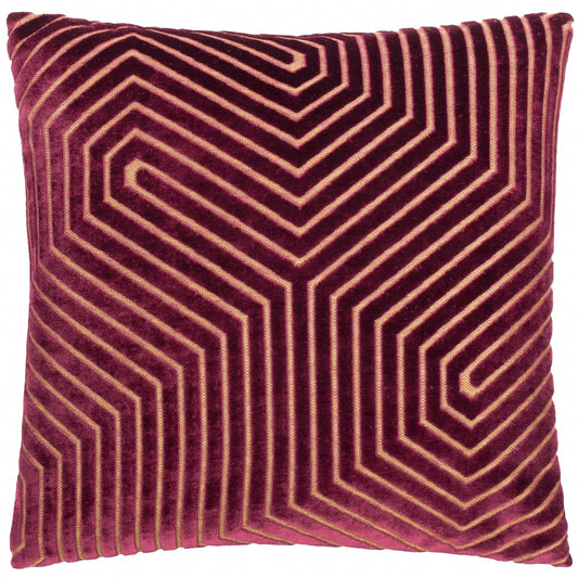 Geometric Velvet Cushion Burgundy