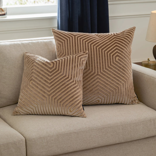 Geometric Velvet Cushion Mink
