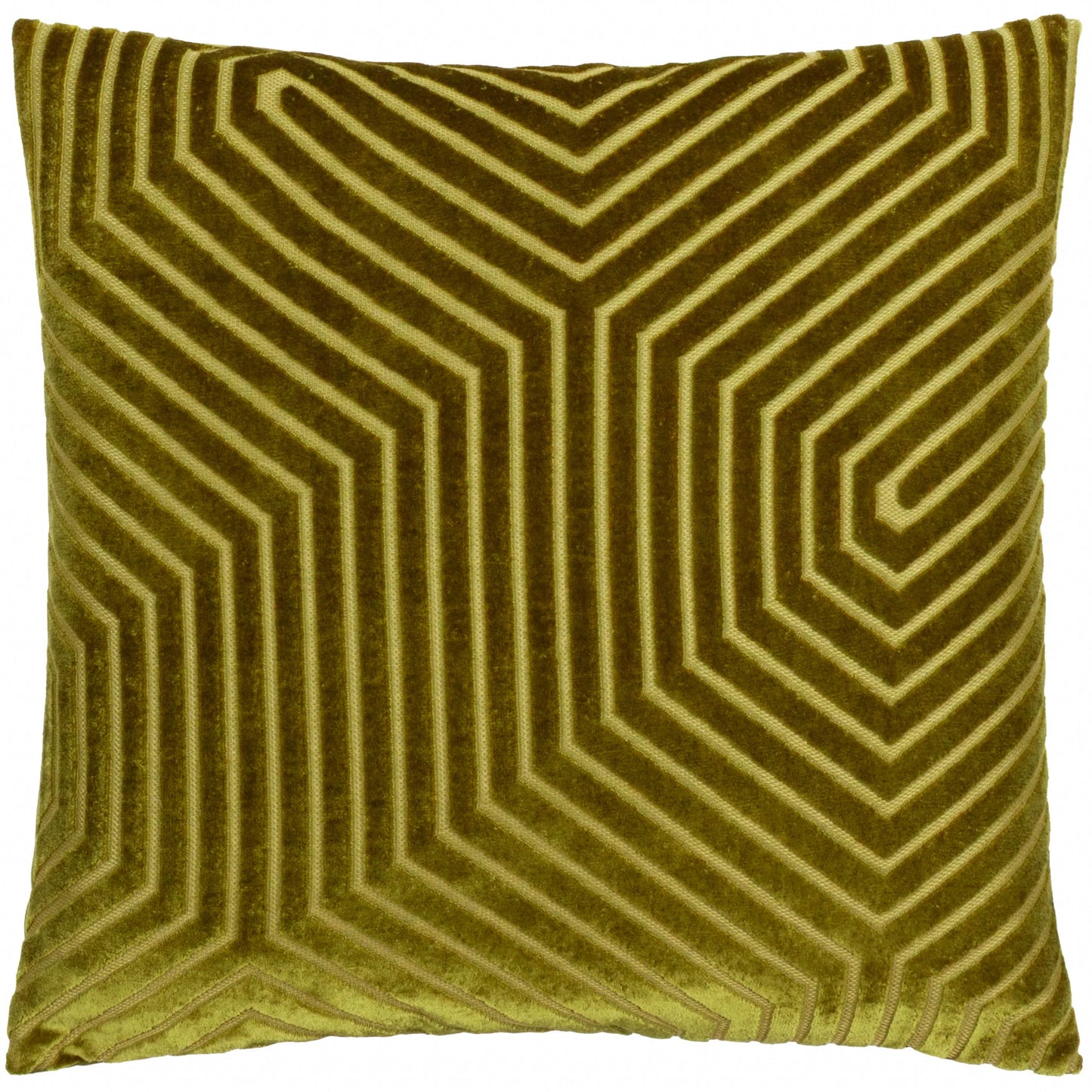 Geometric Velvet Cushion Olive