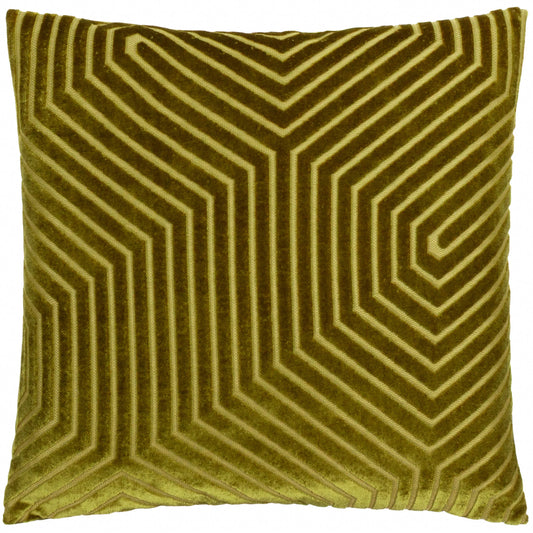 Geometric Velvet Cushion Olive