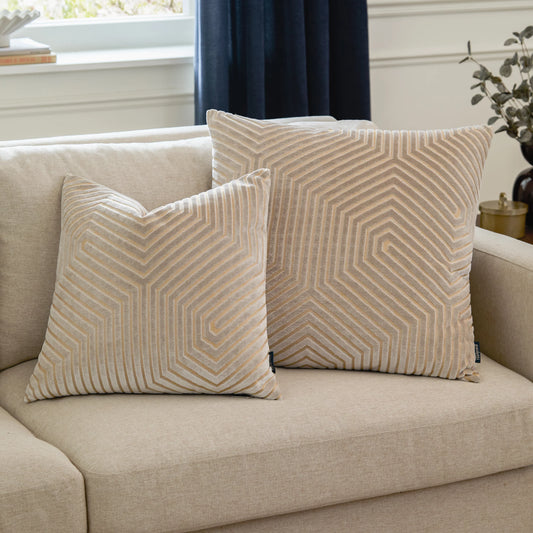 Geometric Velvet Cushion Ivory