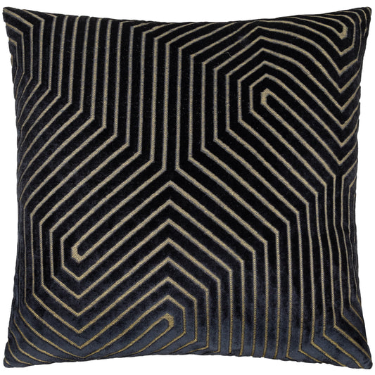 Geometric Velvet Cushion Black