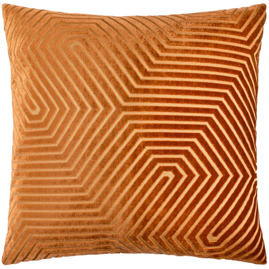 Geometric Velvet Cushion Rust