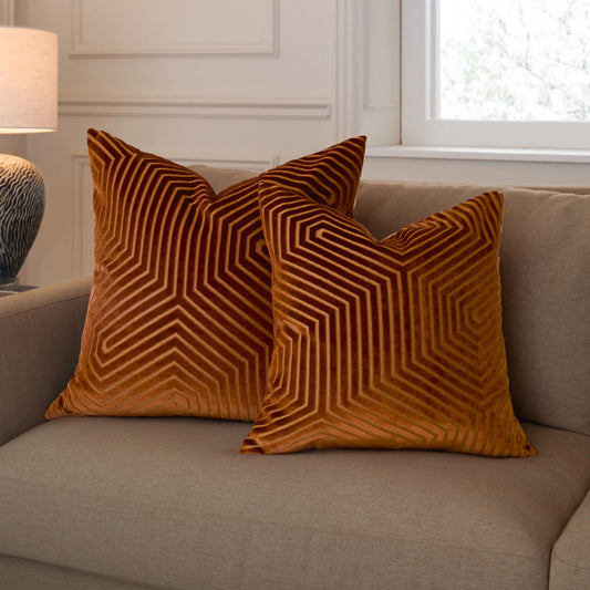 Geometric Velvet Cushion Gold