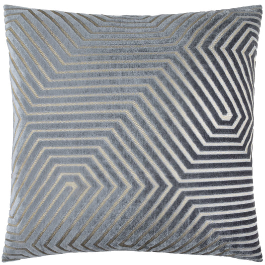 Geometric Velvet Cushion Grey