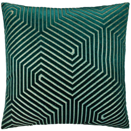 Geometric Velvet Cushion Emerald
